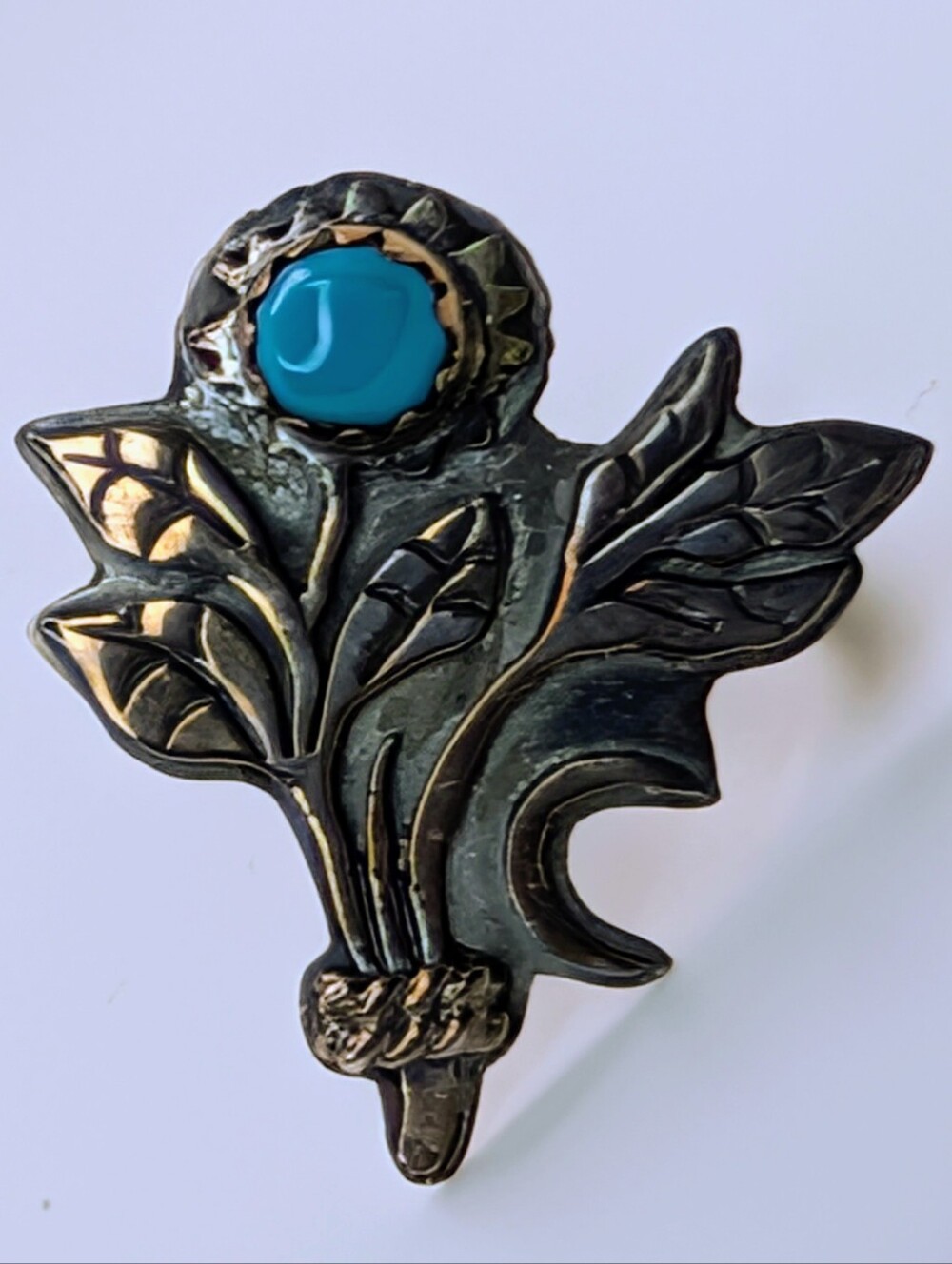 Kingman Turquoise Moon Bouquet S925 Sterling Silver Ring Size 8 1/2